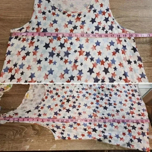 C&C California Linen Red White & Blue Stars Patriotic Tank Top Plus Size 1X 2X - Picture 6 of 7
